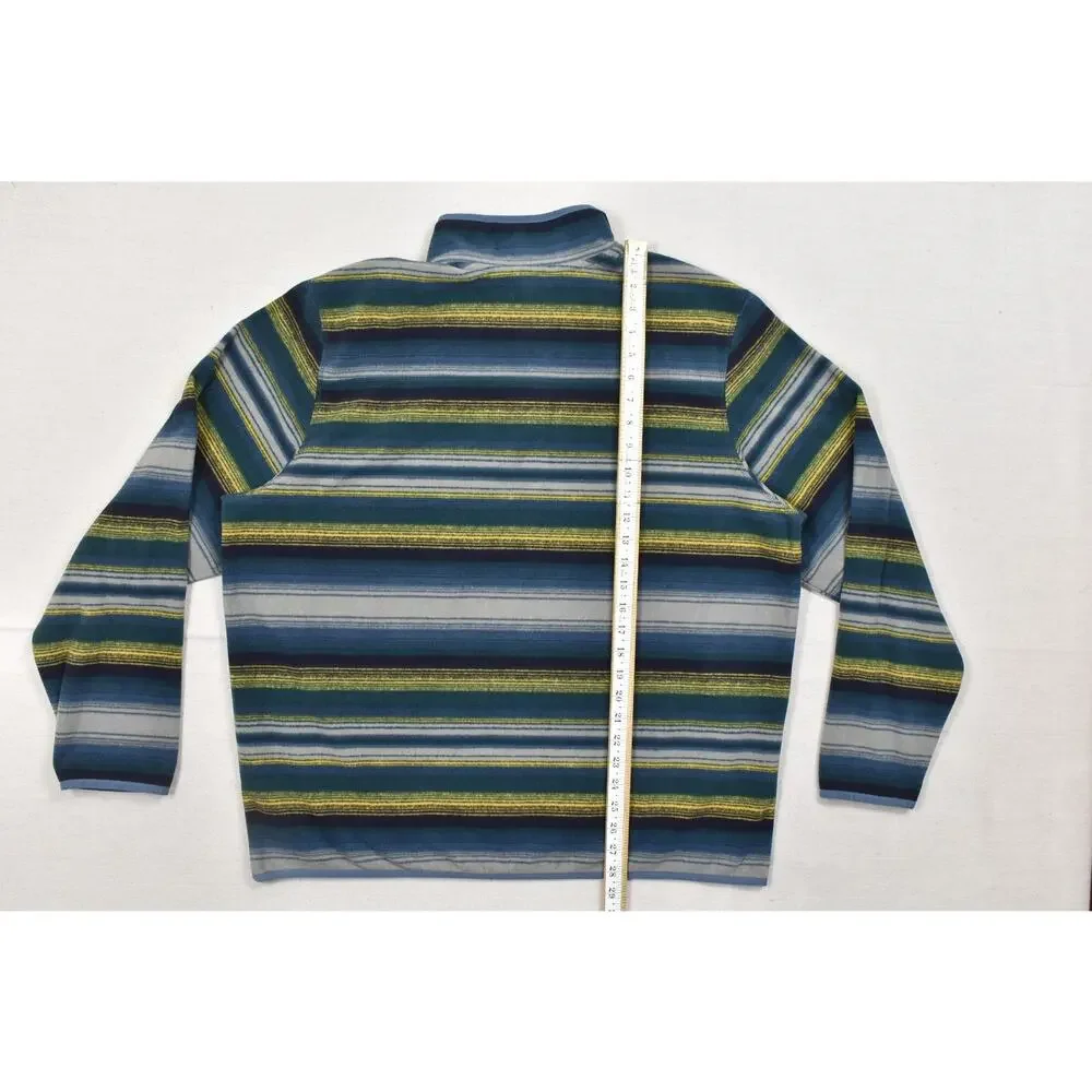 Eddie Bauer Men XL Blue Striped Fleece Snap-T Pullover Sweater Horizontal Stripe - Picture 3 of 8